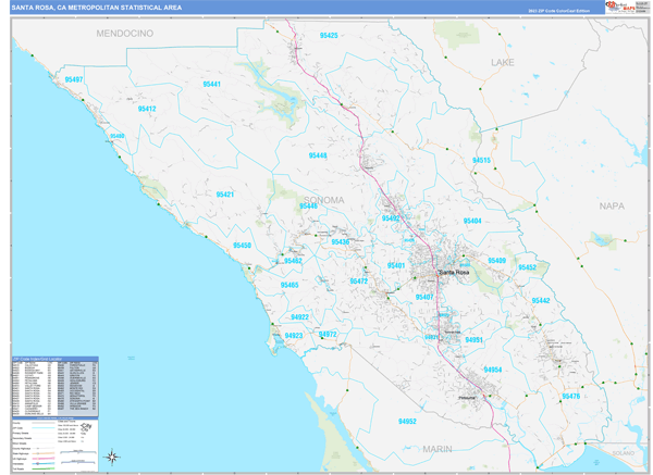 Santa Rosa Metro Area Wall Map